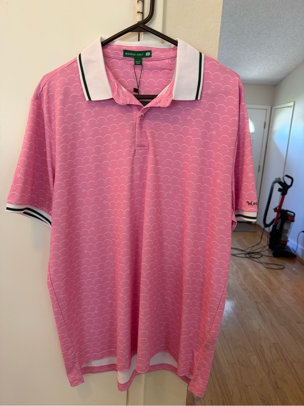 Wraggle Golf Men’s Pink Polo with Contrast Collar